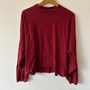 Aerie Boxy Long Sleeve T-shirt Womens Medium Maroon Dolman Sleeves Basic Staple